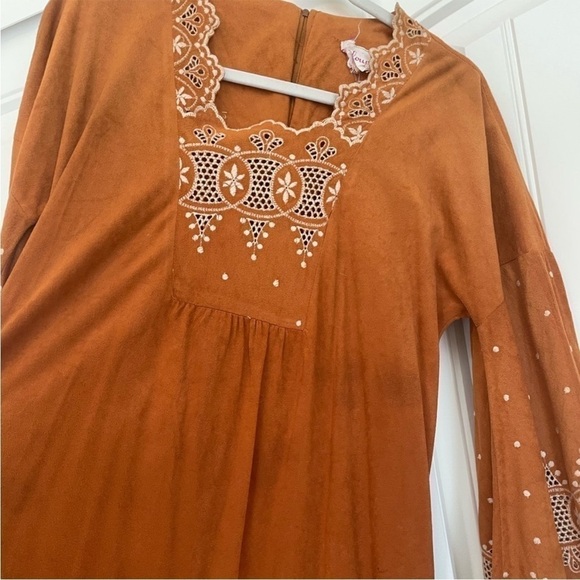 Vintage 1970’s Keyloun eyelit terracotta rust brown boho dress size small - Picture 14 of 14